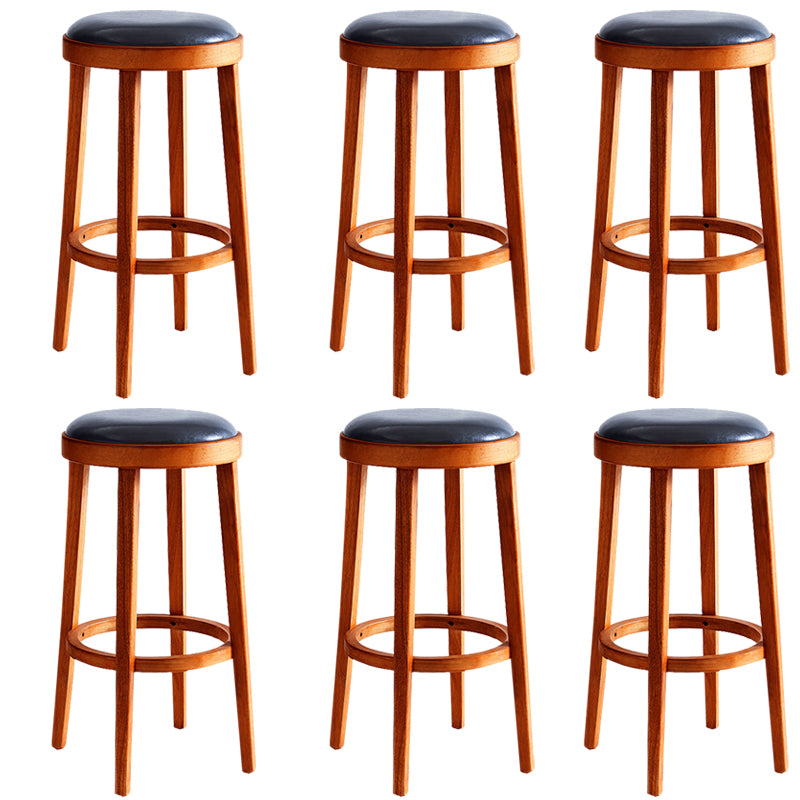 Industrial Bar-stool Round Seat Counter Bar Stool with Wooden Legs for Home