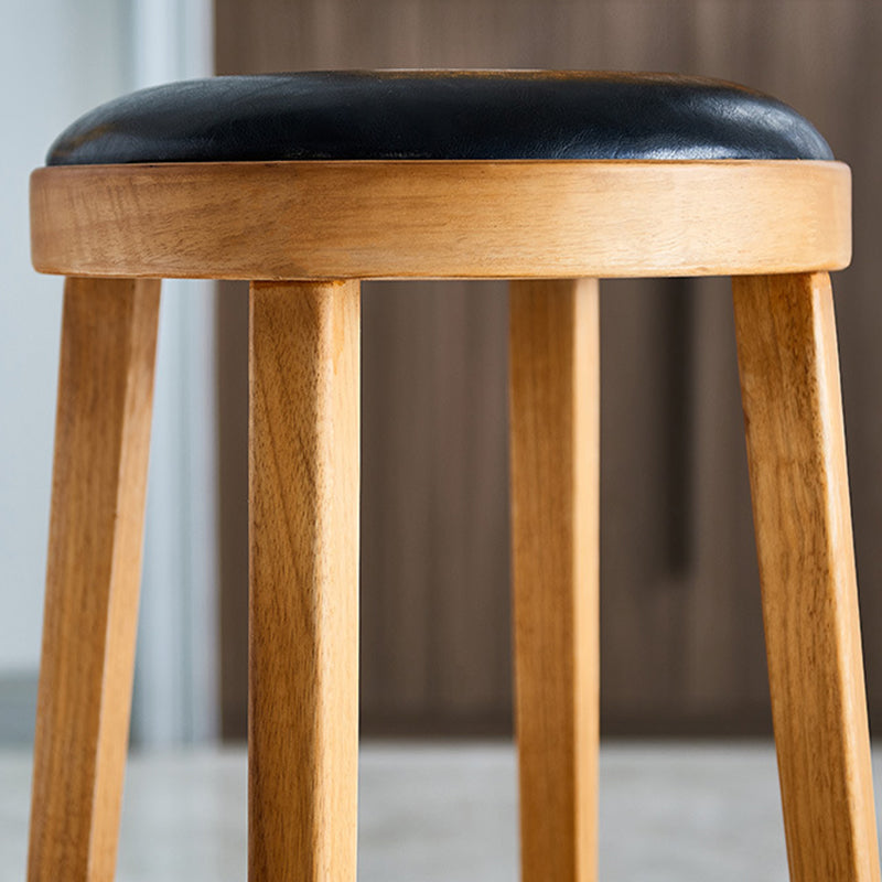 Industrial Bar-stool Round Seat Counter Bar Stool with Wooden Legs for Home