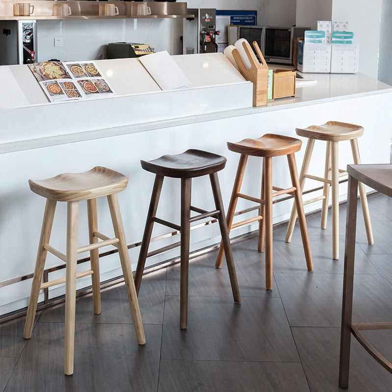 Contemporary Style Counter Stool Pine Solid Wood Bar Stool with Footrest