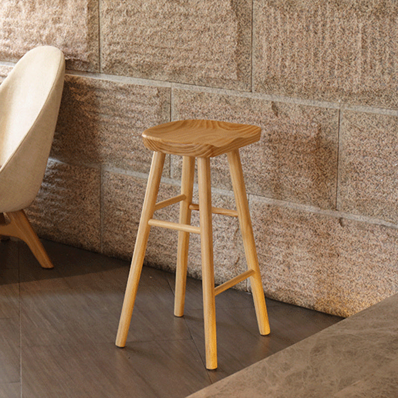 Contemporary Style Counter Stool Pine Solid Wood Bar Stool with Footrest