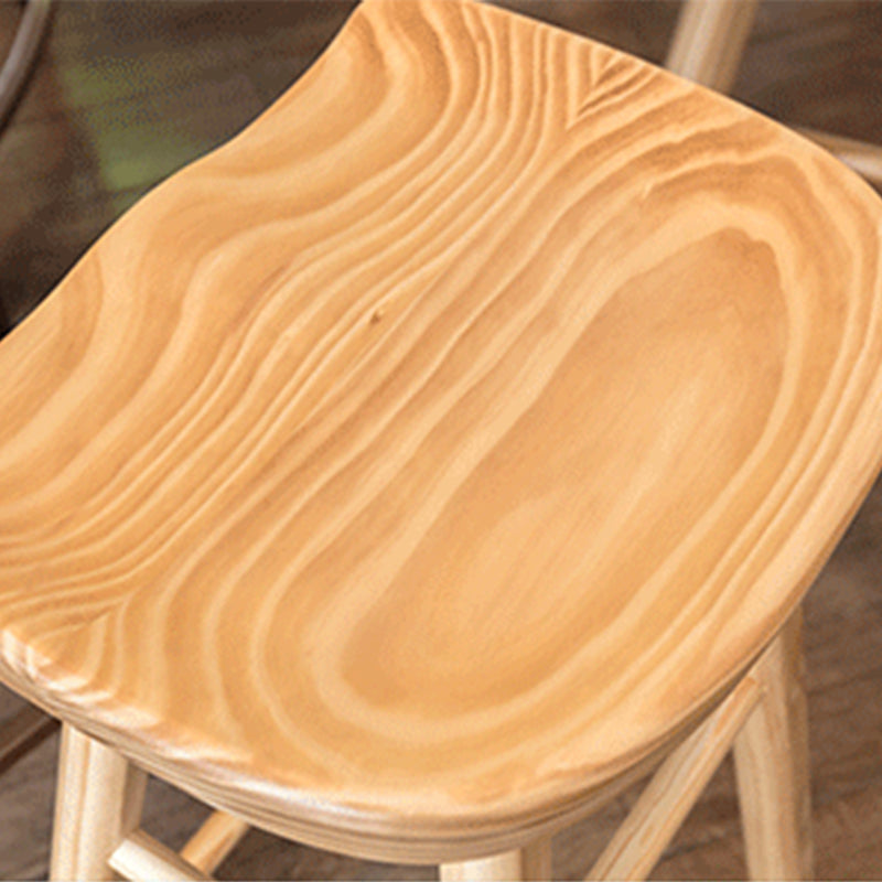 Contemporary Style Counter Stool Pine Solid Wood Bar Stool with Footrest