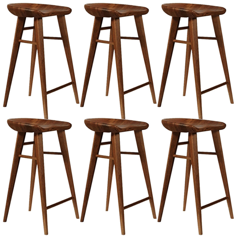 Contemporary Style Counter Stool Pine Solid Wood Bar Stool with Footrest