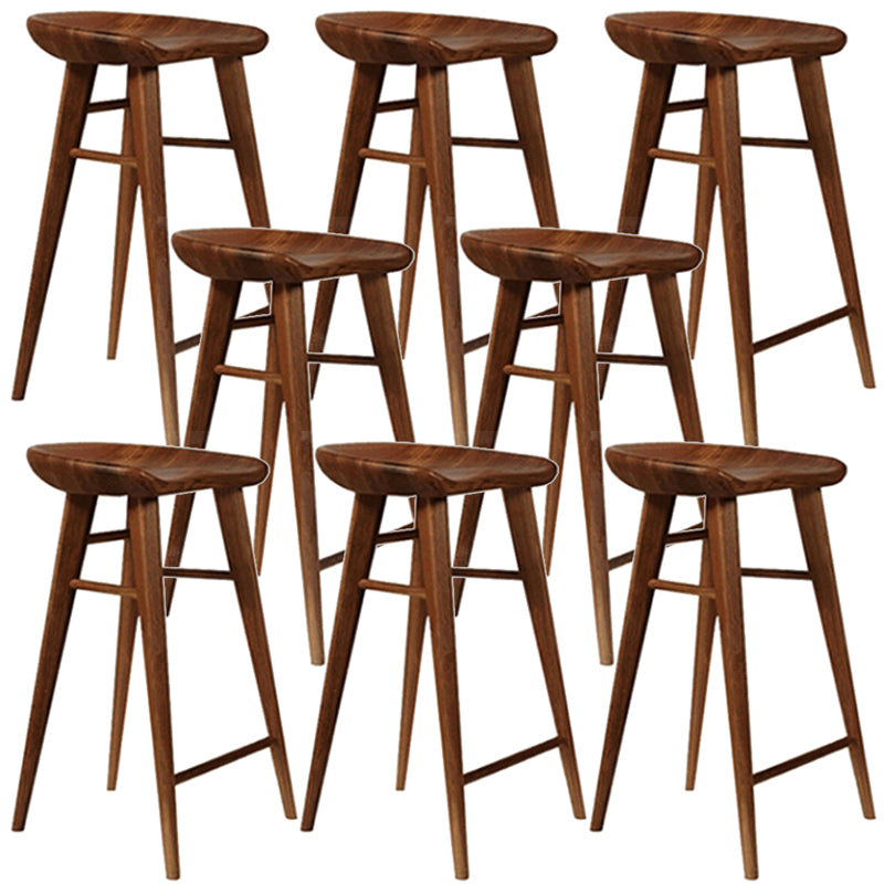 Contemporary Style Counter Stool Pine Solid Wood Bar Stool with Footrest