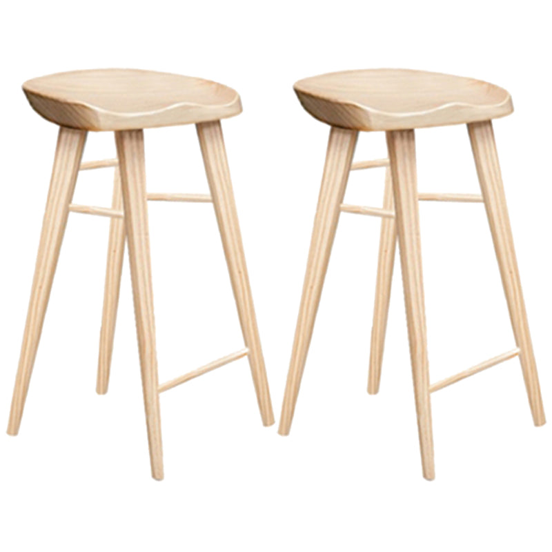 Contemporary Style Counter Stool Pine Solid Wood Bar Stool with Footrest