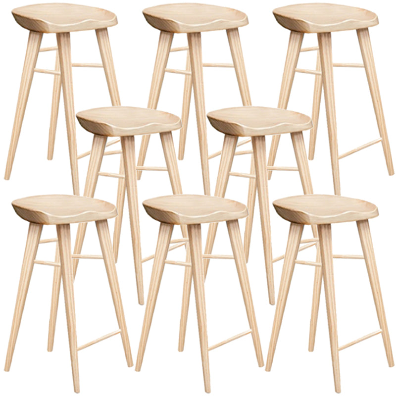 Contemporary Style Counter Stool Pine Solid Wood Bar Stool with Footrest