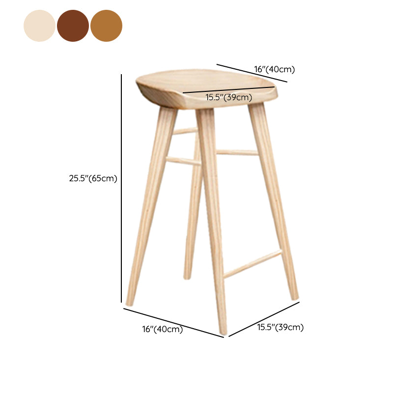 Contemporary Style Counter Stool Pine Solid Wood Bar Stool with Footrest