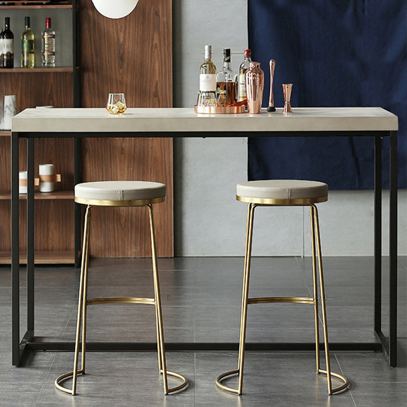 Modern Faux Leather Counter Stool Round Backless Bar Stool with Footrest