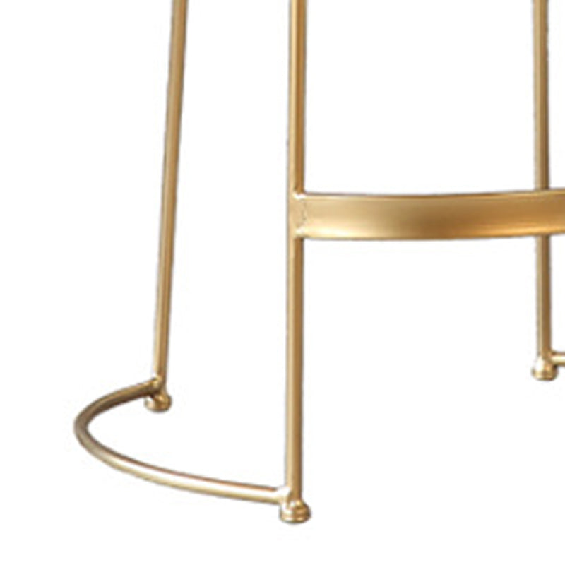 Modern Faux Leather Counter Stool Round Backless Bar Stool with Footrest