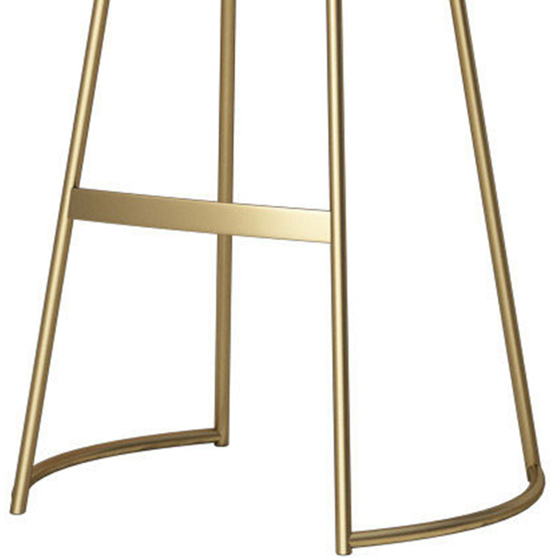 Modern Faux Leather Counter Stool Round Backless Bar Stool with Footrest