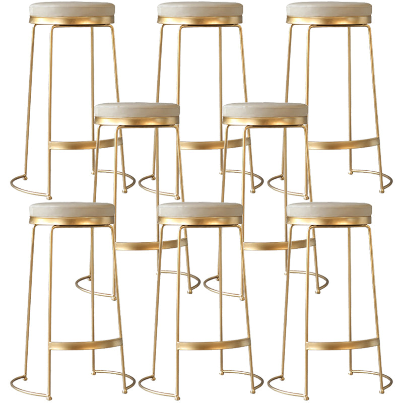 Modern Faux Leather Counter Stool Round Backless Bar Stool with Footrest