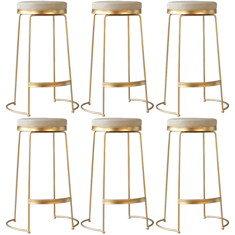 Modern Faux Leather Counter Stool Round Backless Bar Stool with Footrest
