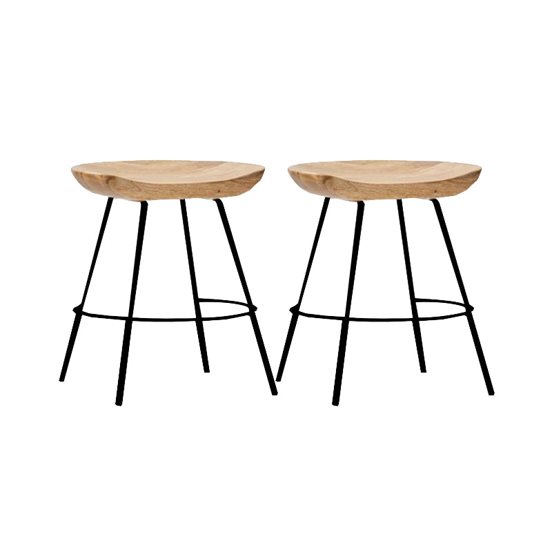 Contemporary Solid Wood Counter Stool Saddle Seat Living Room Bar Stool