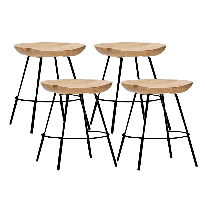 Contemporary Solid Wood Counter Stool Saddle Seat Living Room Bar Stool