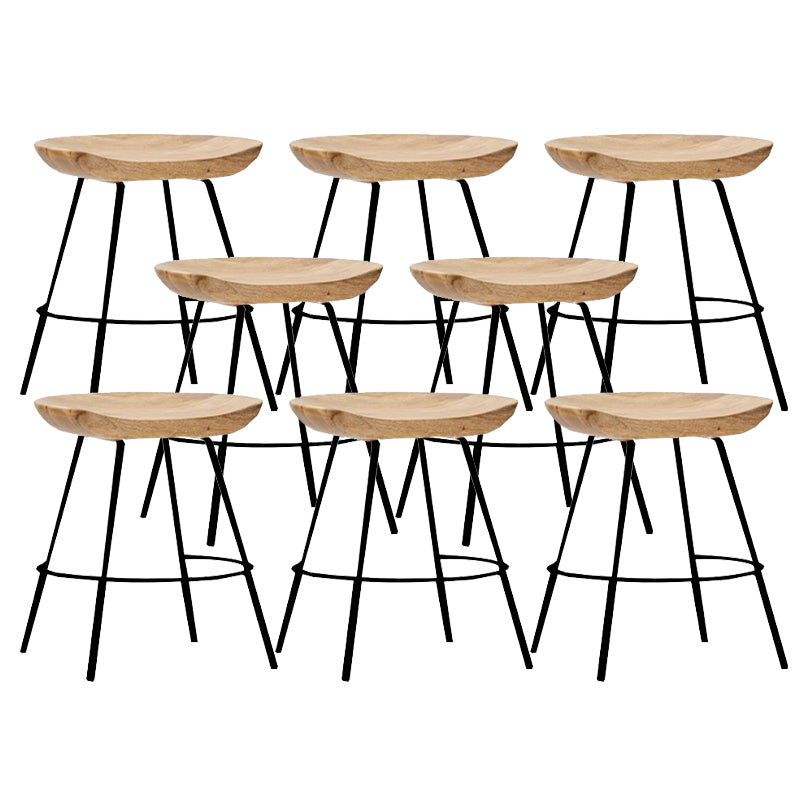 Contemporary Solid Wood Counter Stool Saddle Seat Living Room Bar Stool