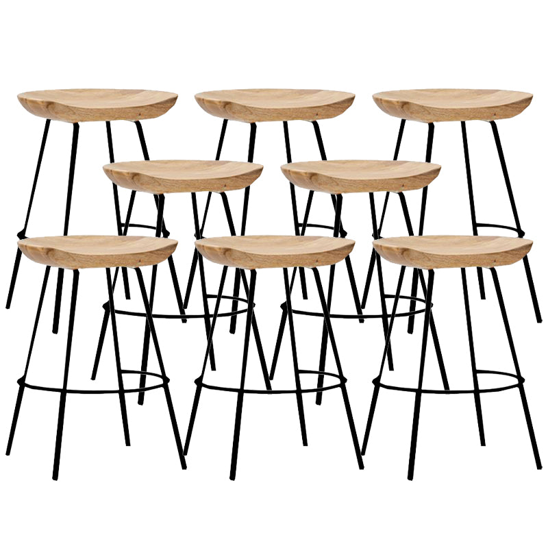 Contemporary Solid Wood Counter Stool Saddle Seat Living Room Bar Stool