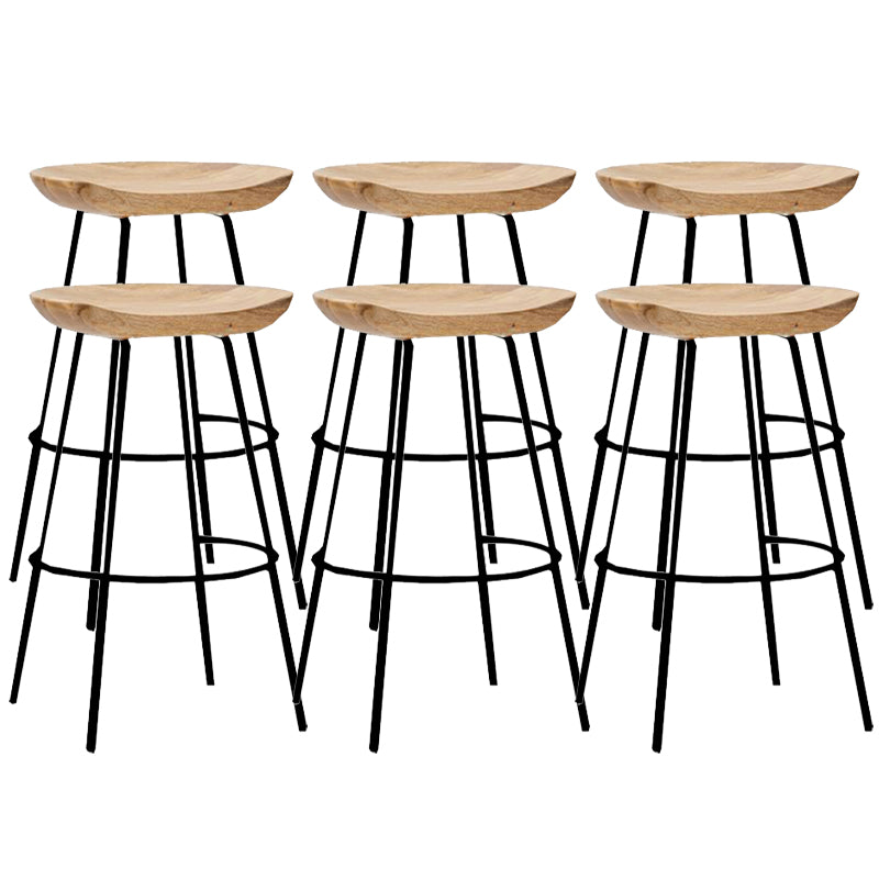 Contemporary Solid Wood Counter Stool Saddle Seat Living Room Bar Stool