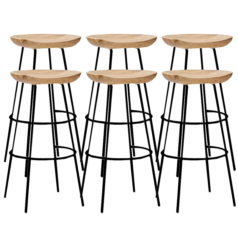 Contemporary Solid Wood Counter Stool Saddle Seat Living Room Bar Stool