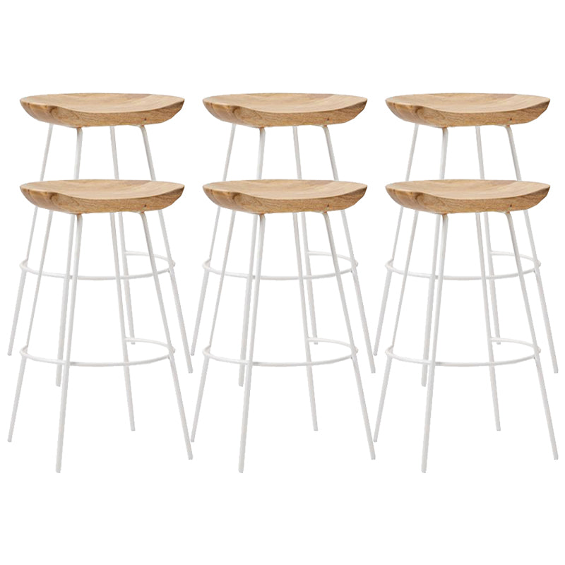 Contemporary Solid Wood Counter Stool Saddle Seat Living Room Bar Stool