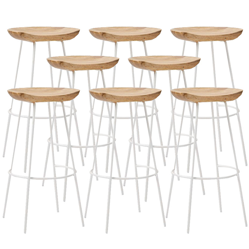 Contemporary Solid Wood Counter Stool Saddle Seat Living Room Bar Stool