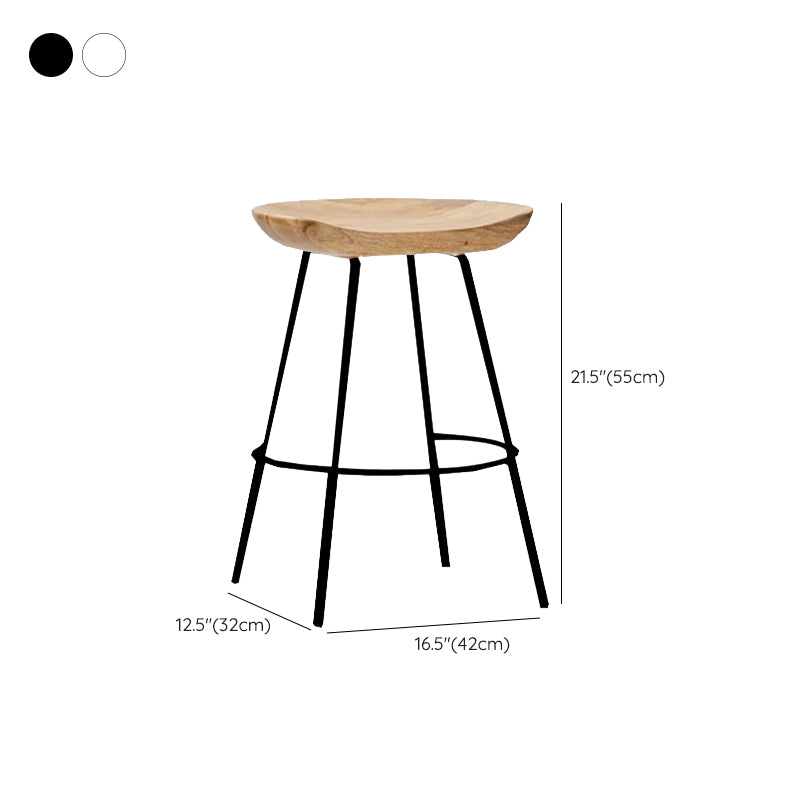 Contemporary Solid Wood Counter Stool Saddle Seat Living Room Bar Stool