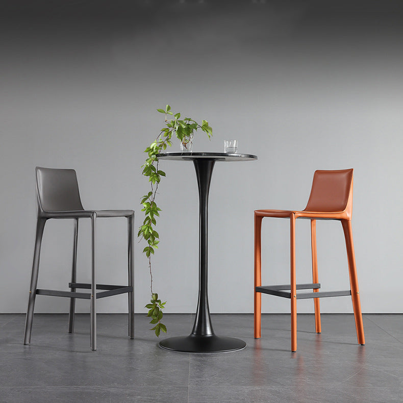 Contemporary Metal Bar Stool Backrest Counter Stool for Living Room