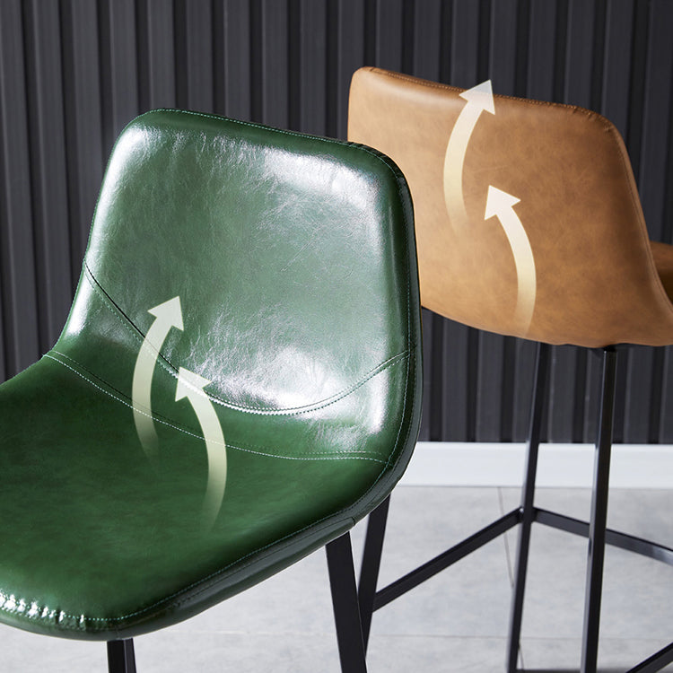 Contemporary Counter Stool Faux Leather Living Room Bar Stool with  Metal Legs