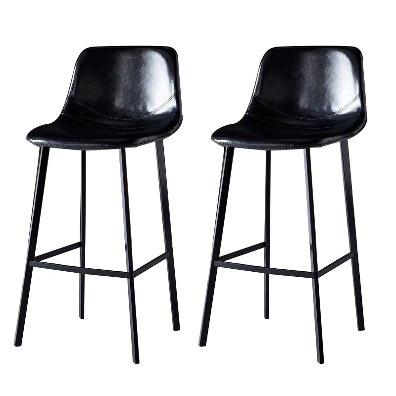 Contemporary Counter Stool Faux Leather Living Room Bar Stool with  Metal Legs