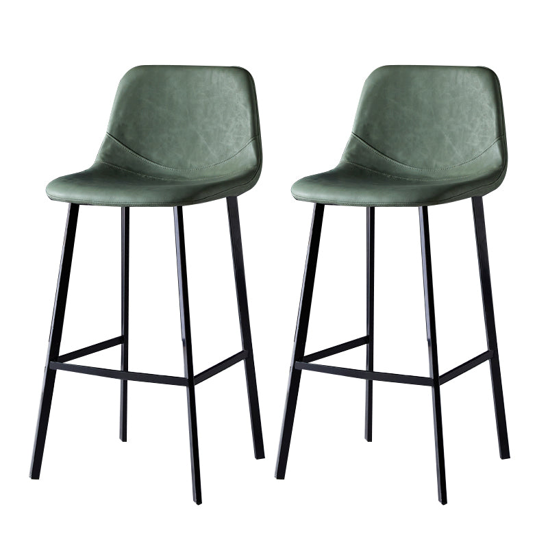 Contemporary Counter Stool Faux Leather Living Room Bar Stool with  Metal Legs