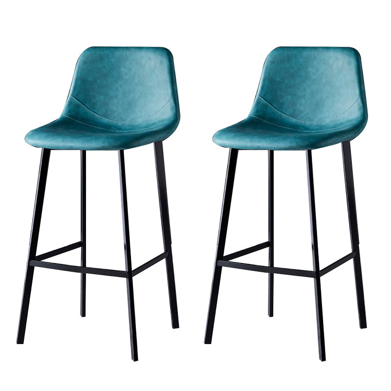 Contemporary Counter Stool Faux Leather Living Room Bar Stool with  Metal Legs