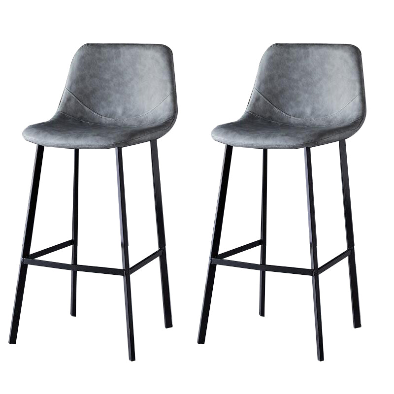 Contemporary Counter Stool Faux Leather Living Room Bar Stool with  Metal Legs