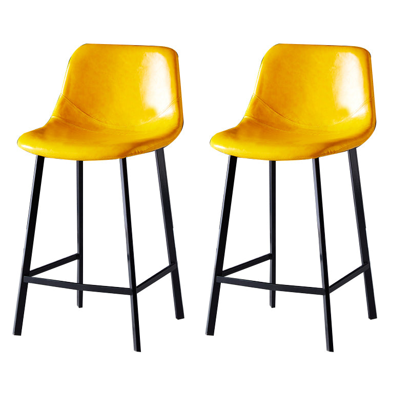 Contemporary Counter Stool Faux Leather Living Room Bar Stool with  Metal Legs