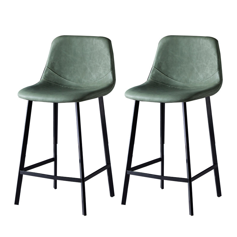 Contemporary Counter Stool Faux Leather Living Room Bar Stool with  Metal Legs