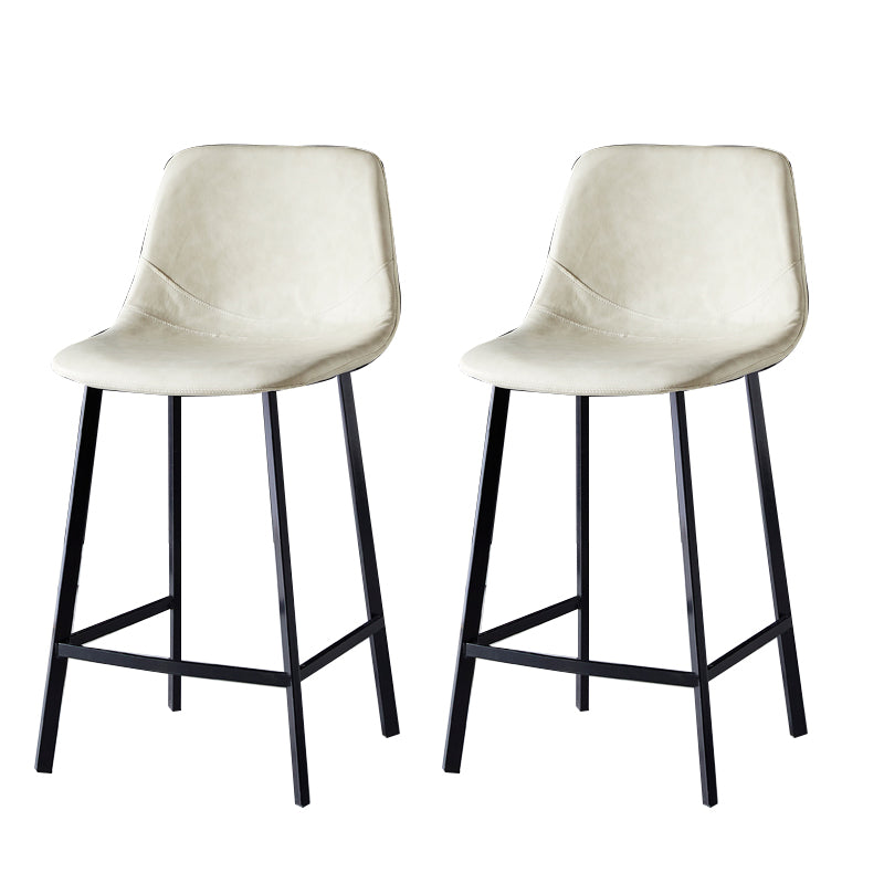 Contemporary Counter Stool Faux Leather Living Room Bar Stool with  Metal Legs