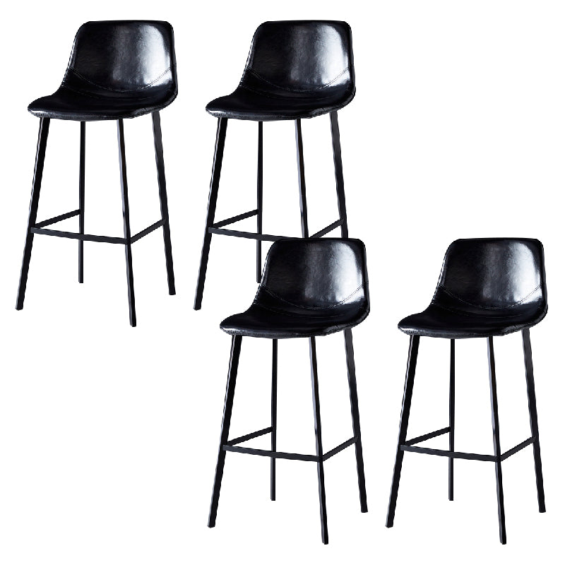 Contemporary Counter Stool Faux Leather Living Room Bar Stool with  Metal Legs