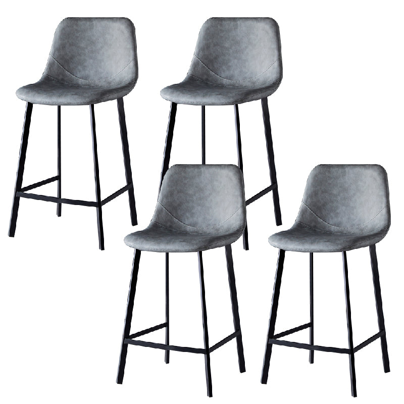 Contemporary Counter Stool Faux Leather Living Room Bar Stool with  Metal Legs