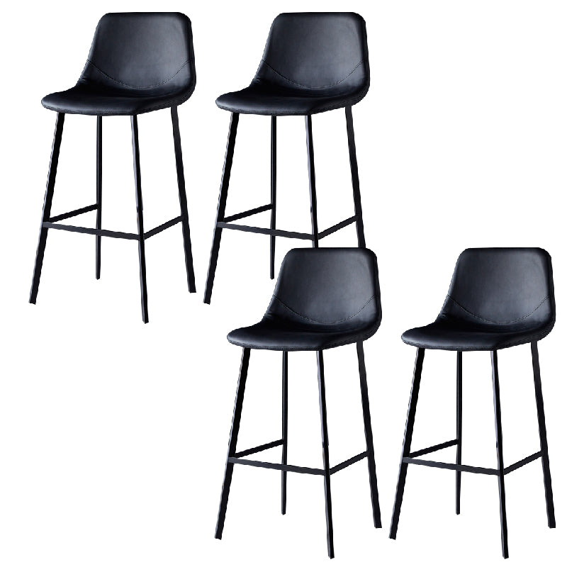 Contemporary Counter Stool Faux Leather Living Room Bar Stool with  Metal Legs