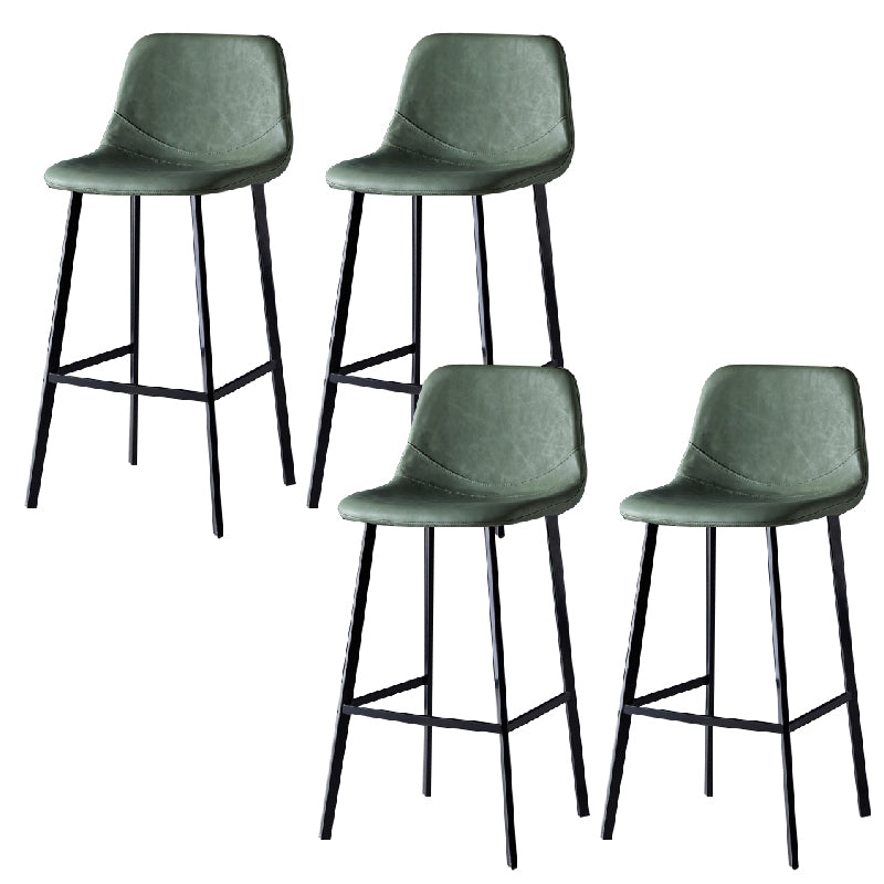 Contemporary Counter Stool Faux Leather Living Room Bar Stool with  Metal Legs