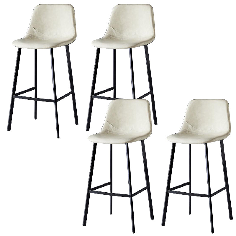 Contemporary Counter Stool Faux Leather Living Room Bar Stool with  Metal Legs