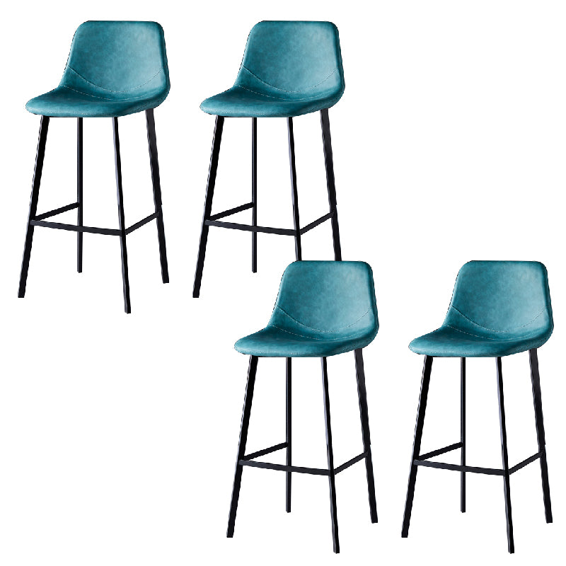Contemporary Counter Stool Faux Leather Living Room Bar Stool with  Metal Legs
