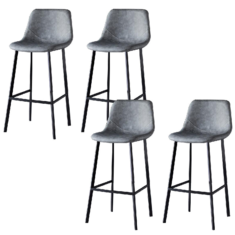 Contemporary Counter Stool Faux Leather Living Room Bar Stool with  Metal Legs