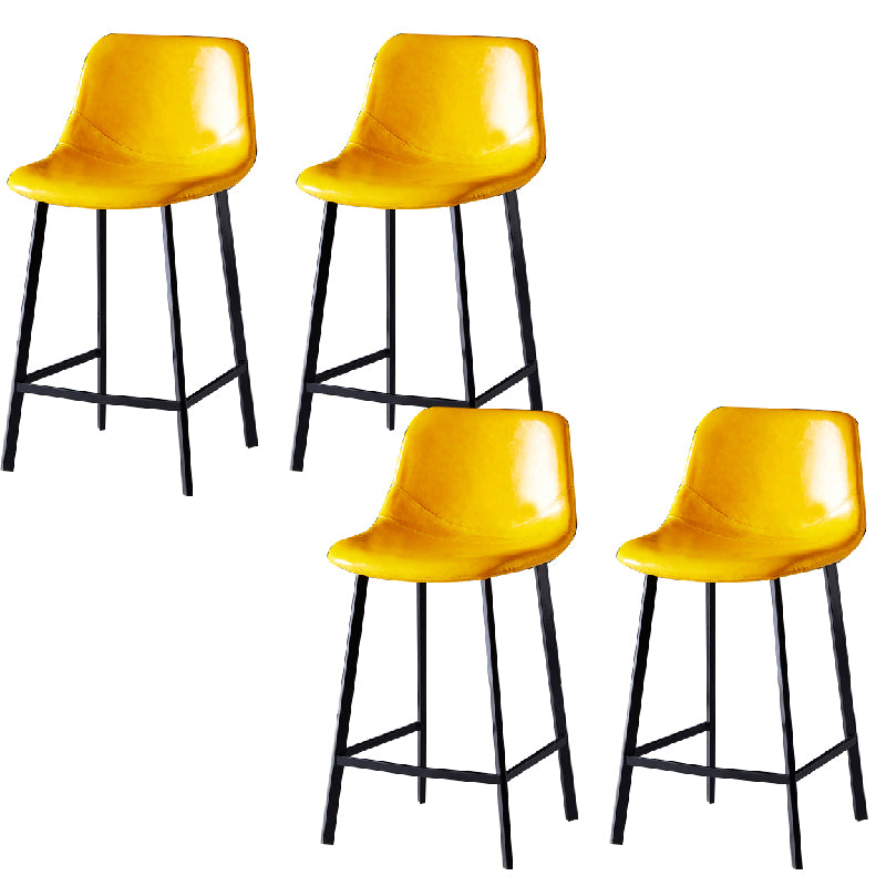 Contemporary Counter Stool Faux Leather Living Room Bar Stool with  Metal Legs