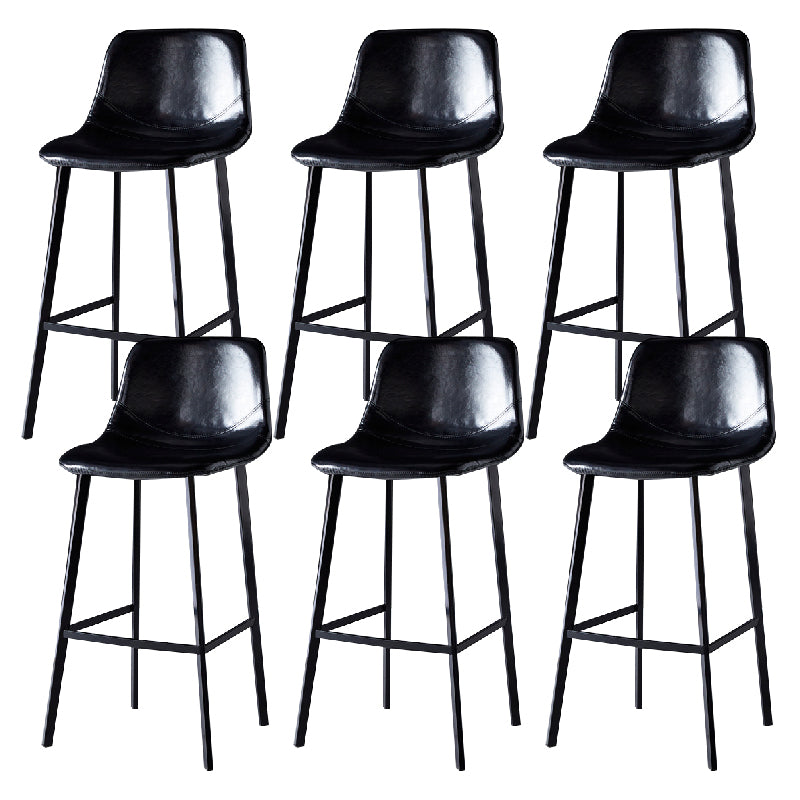 Contemporary Counter Stool Faux Leather Living Room Bar Stool with  Metal Legs