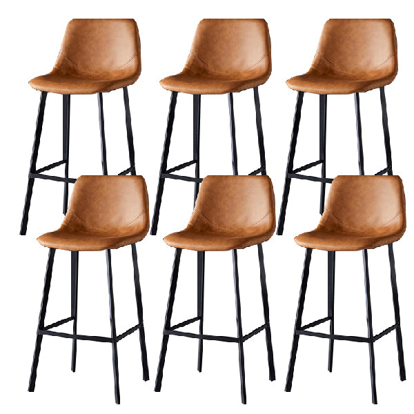 Contemporary Counter Stool Faux Leather Living Room Bar Stool with  Metal Legs