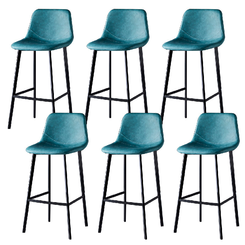 Contemporary Counter Stool Faux Leather Living Room Bar Stool with  Metal Legs