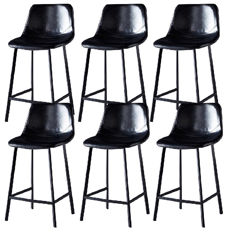 Contemporary Counter Stool Faux Leather Living Room Bar Stool with  Metal Legs