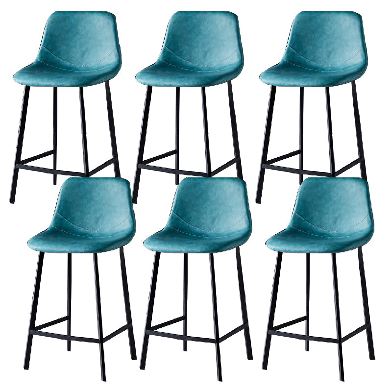 Contemporary Counter Stool Faux Leather Living Room Bar Stool with  Metal Legs
