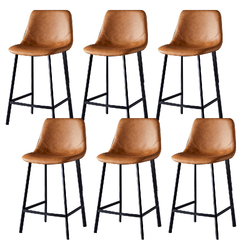 Contemporary Counter Stool Faux Leather Living Room Bar Stool with  Metal Legs