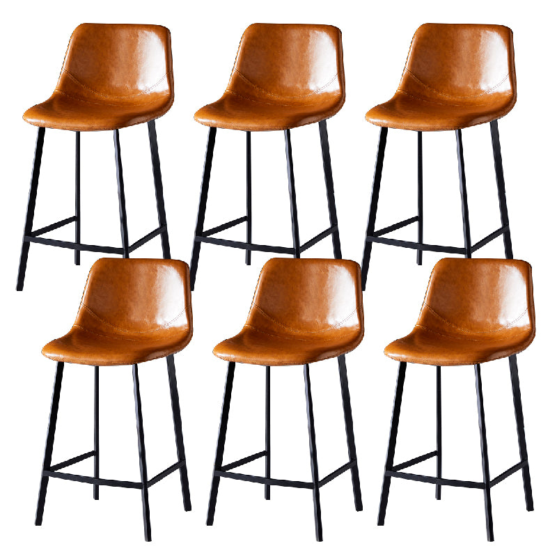 Contemporary Counter Stool Faux Leather Living Room Bar Stool with  Metal Legs