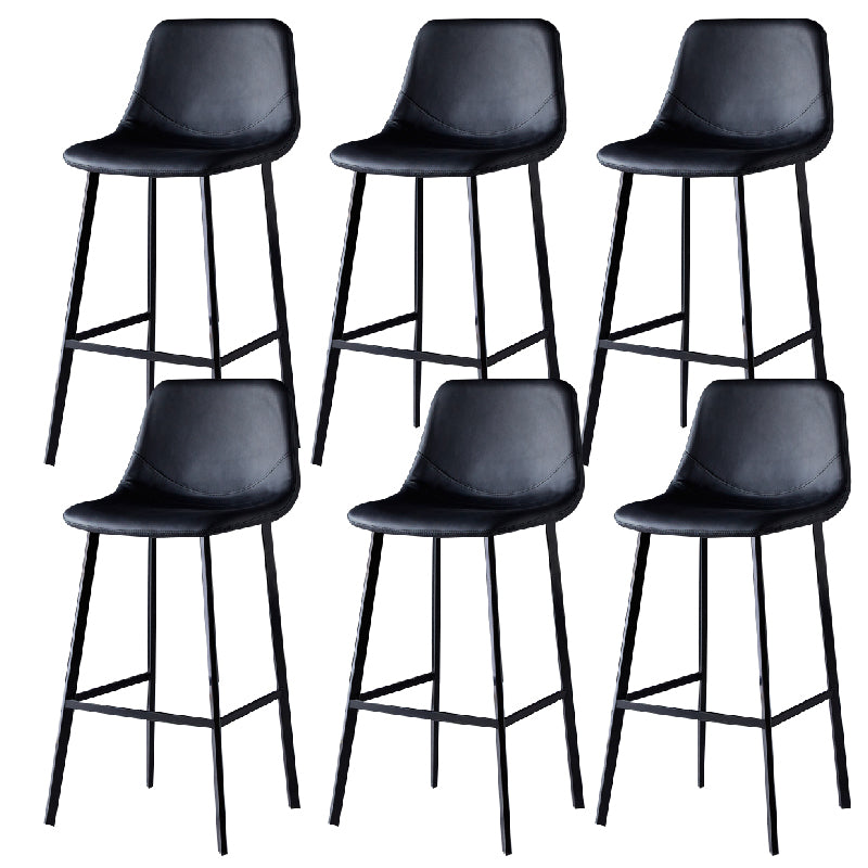 Contemporary Counter Stool Faux Leather Living Room Bar Stool with  Metal Legs