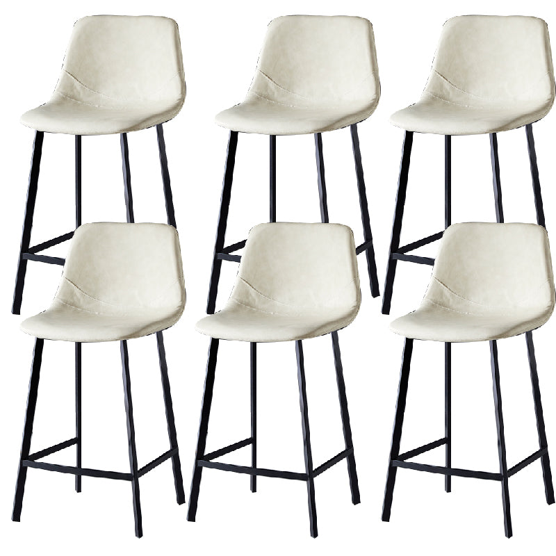 Contemporary Counter Stool Faux Leather Living Room Bar Stool with  Metal Legs